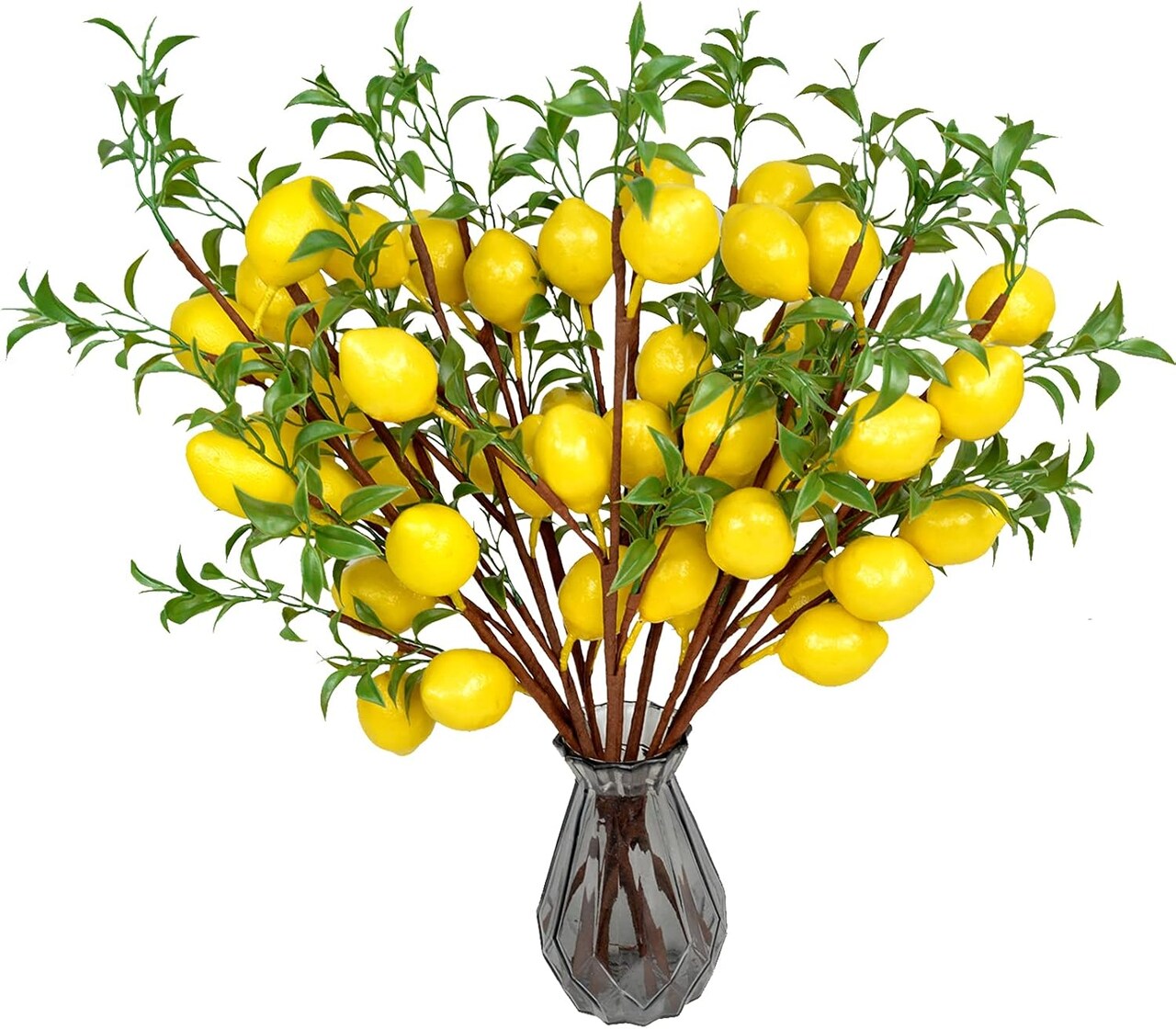 6PCS Artificial Lemon Branches with Yellow Faux Lemons, Perfect for Kitchen, Party, Farmhouse, Table Centerpieces, and Home Décor